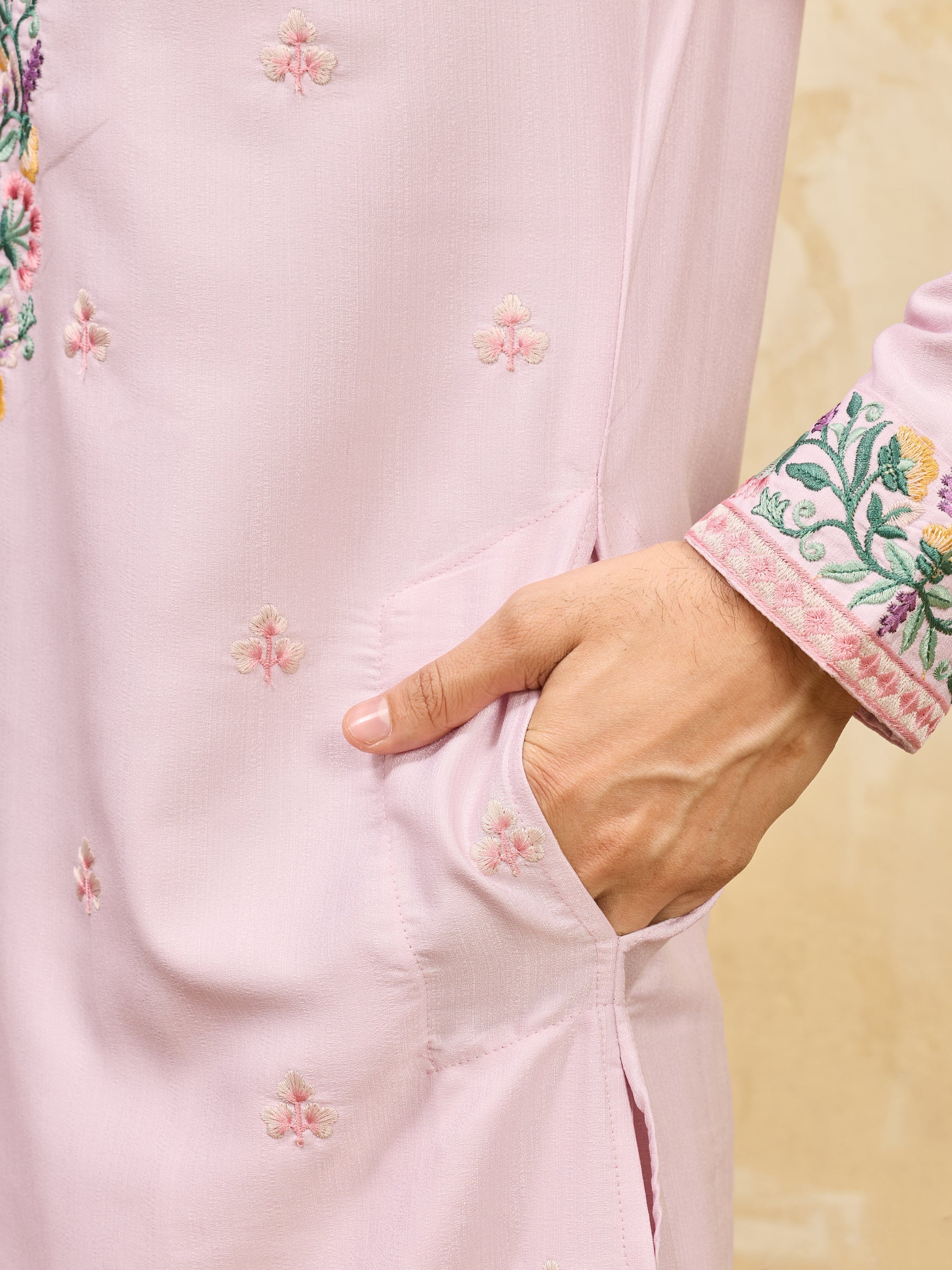 Premium Lavender Detailed Embroidered Ethnic Kurta Set with Pant