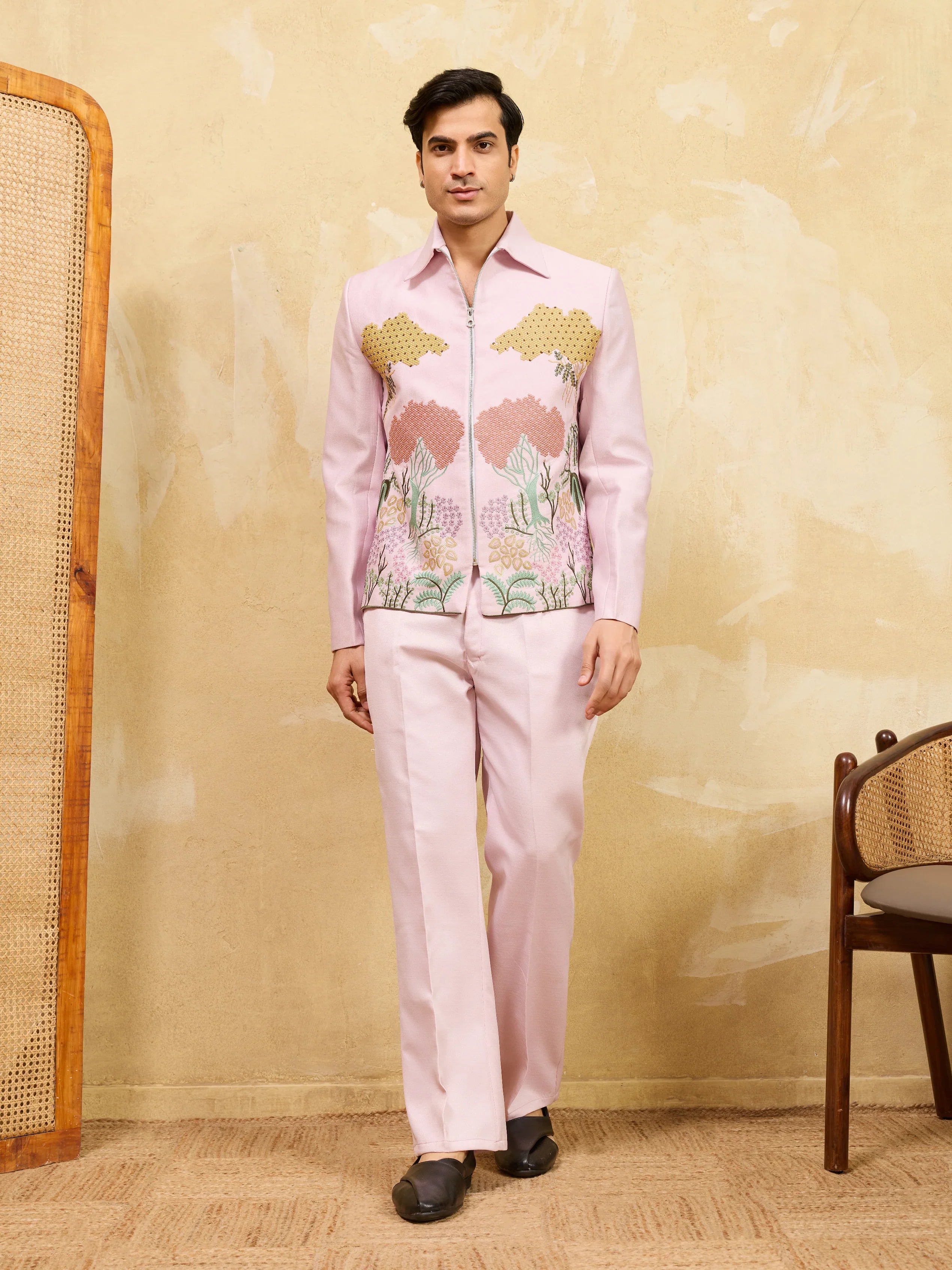 Pink Bomber Jacket with Pant for Men's
