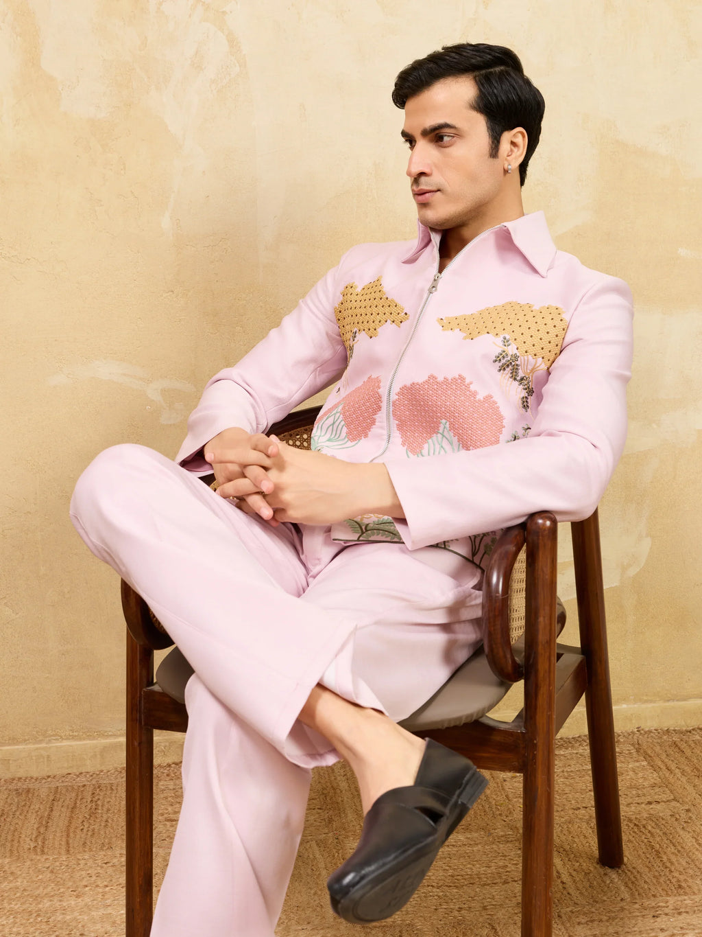 Pink Bomber Jacket with Pant for Men's
