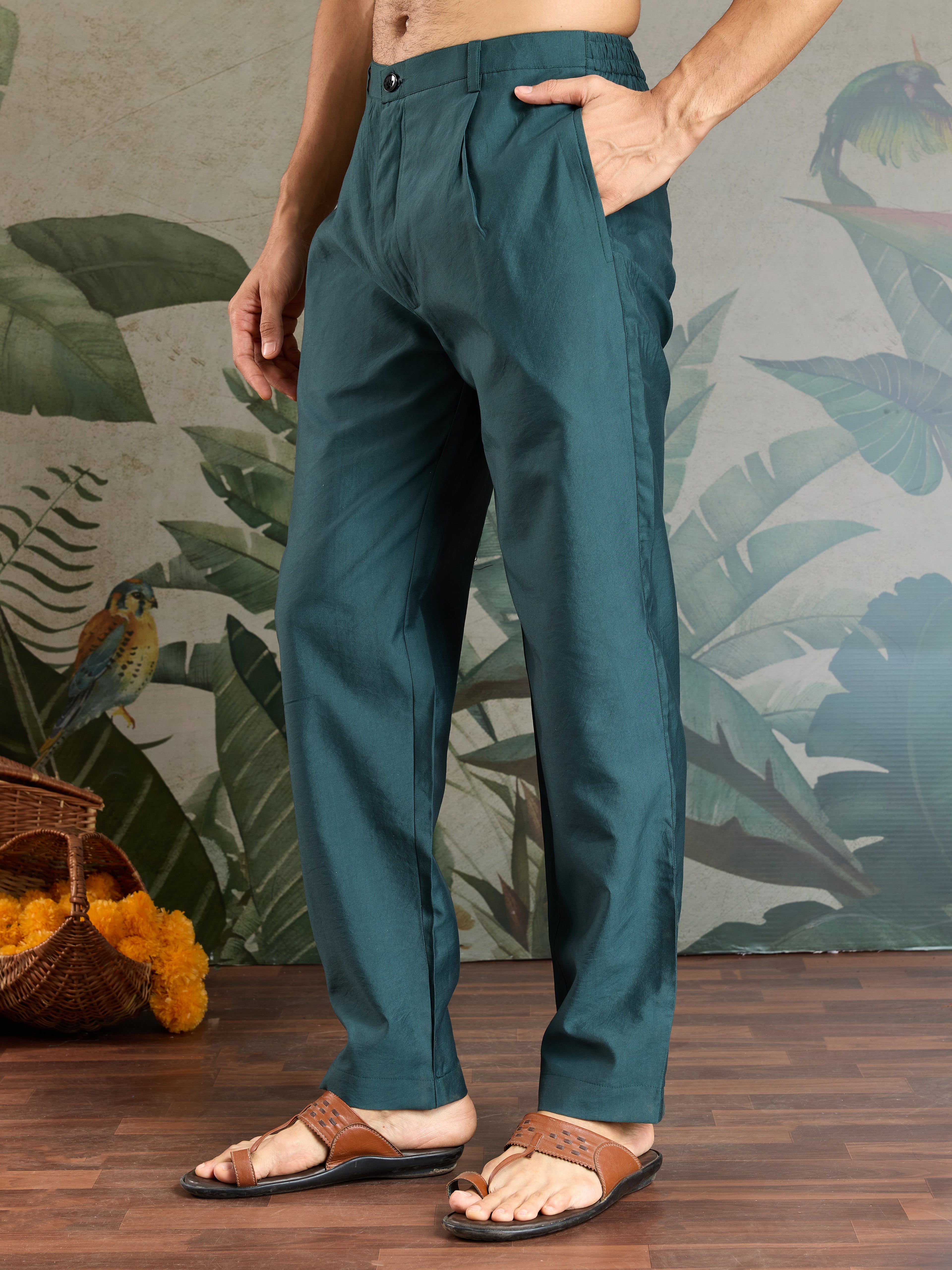 Traditional Green Kurta Pajama with Stylish Open Jacket