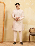 Royal Cream Mirror Kurta with Matching Pants for Wedding Attire