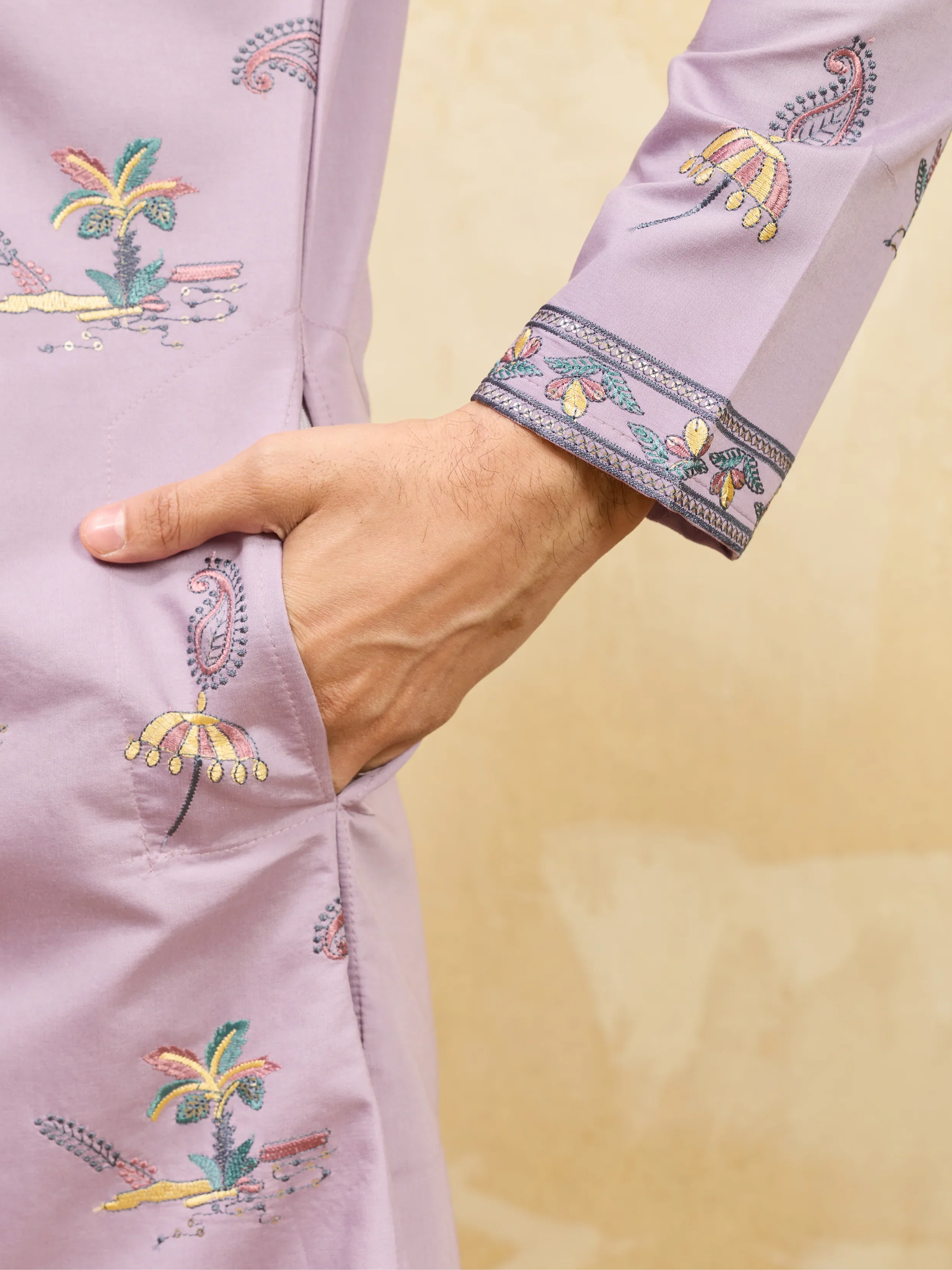 Sophisticated Lavender Viscose Silk Ethnic Kurta Set