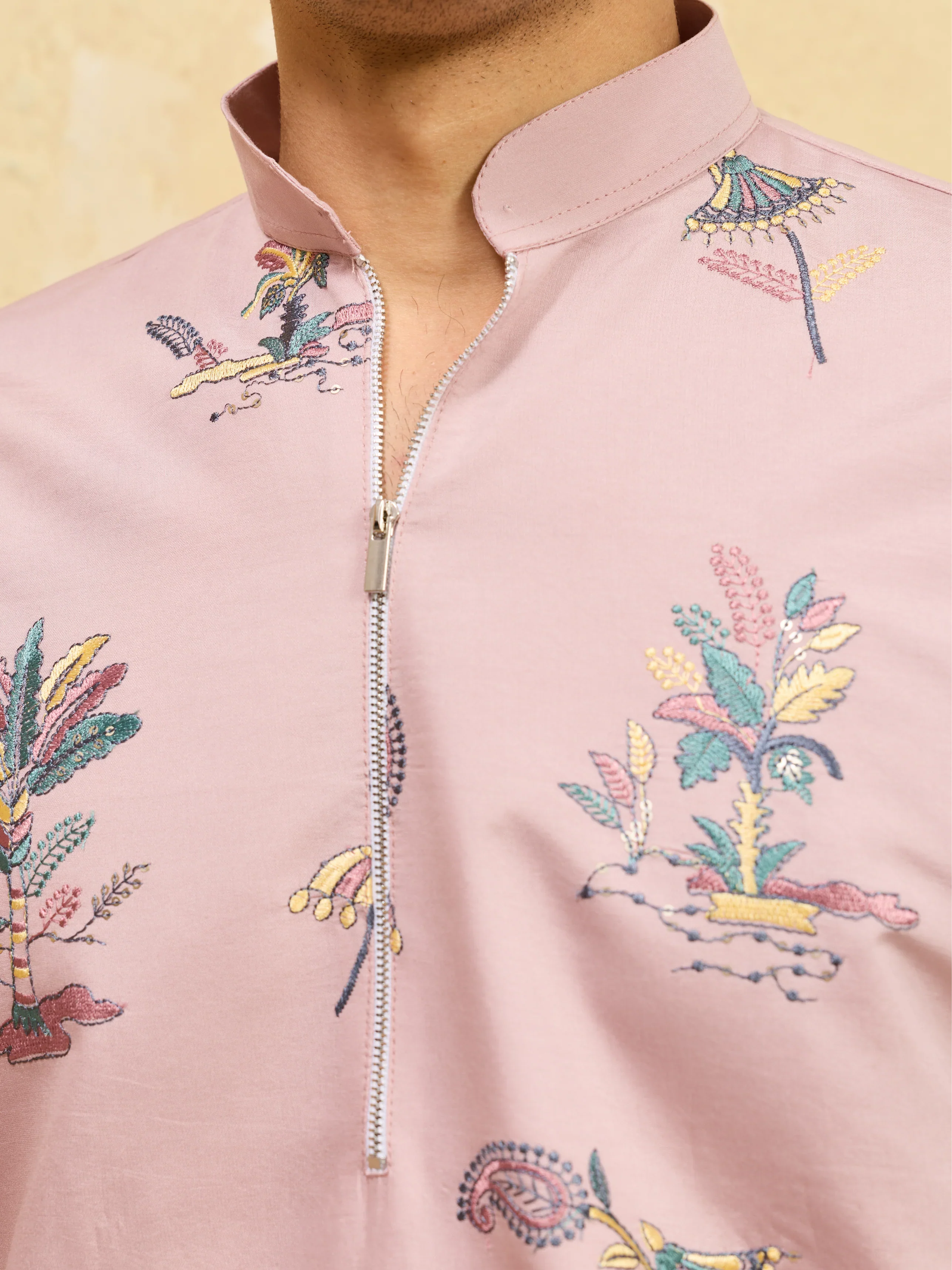 Luxury Pink Viscose Silk Kurta & Pant Ensemble for Celebrations