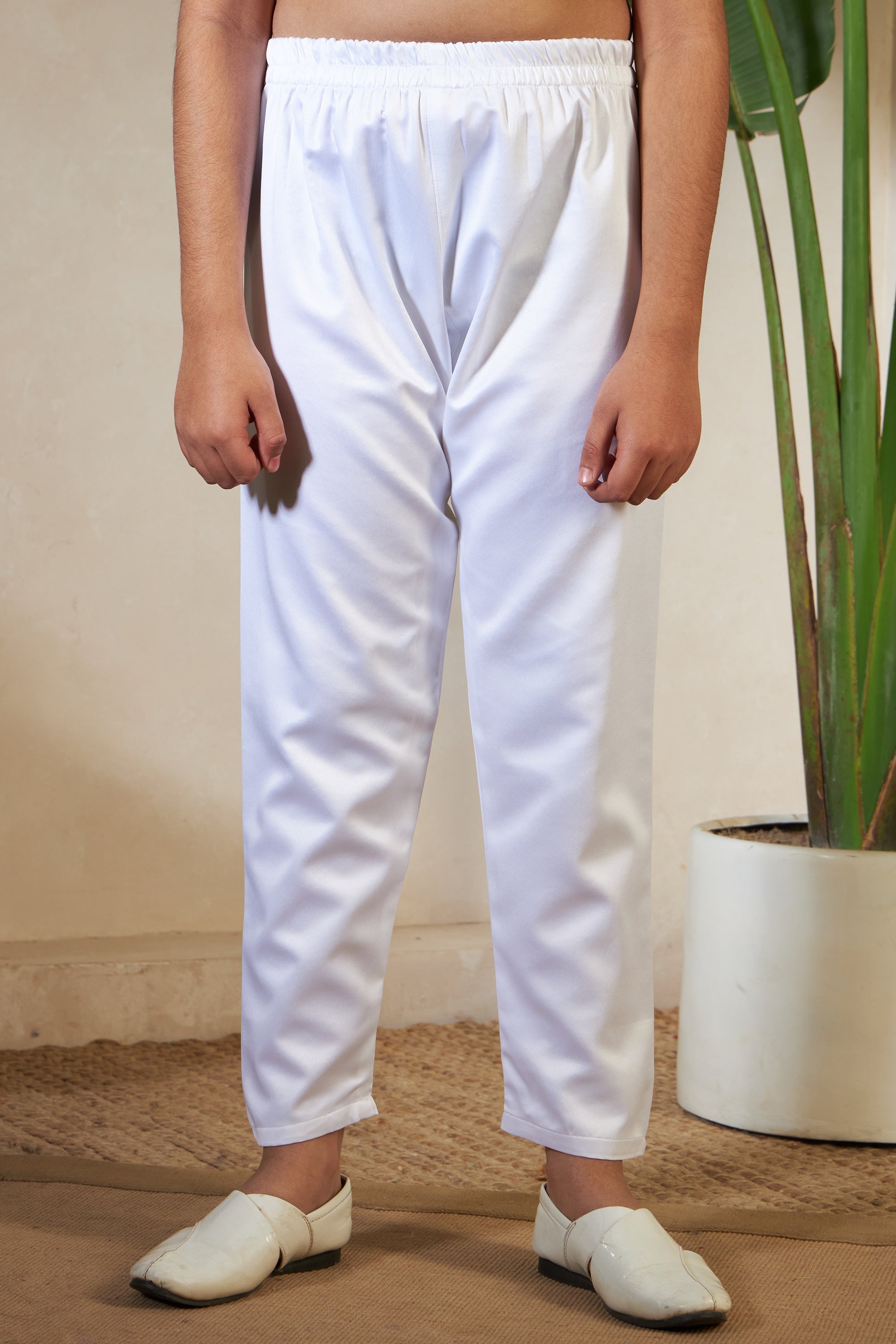 White Embroidered Carnival Kurta-Jacket Set for Boys