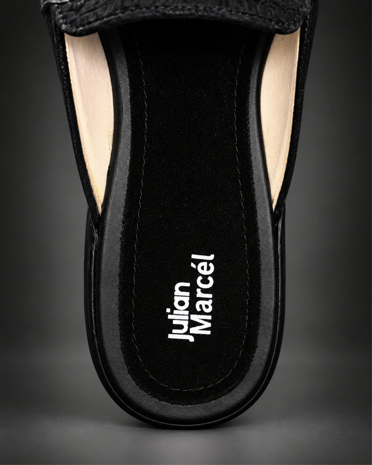 Men's Black Croc-Embossed Suede Slip-On Mules with Neon Orange Piping | Julian Marcél