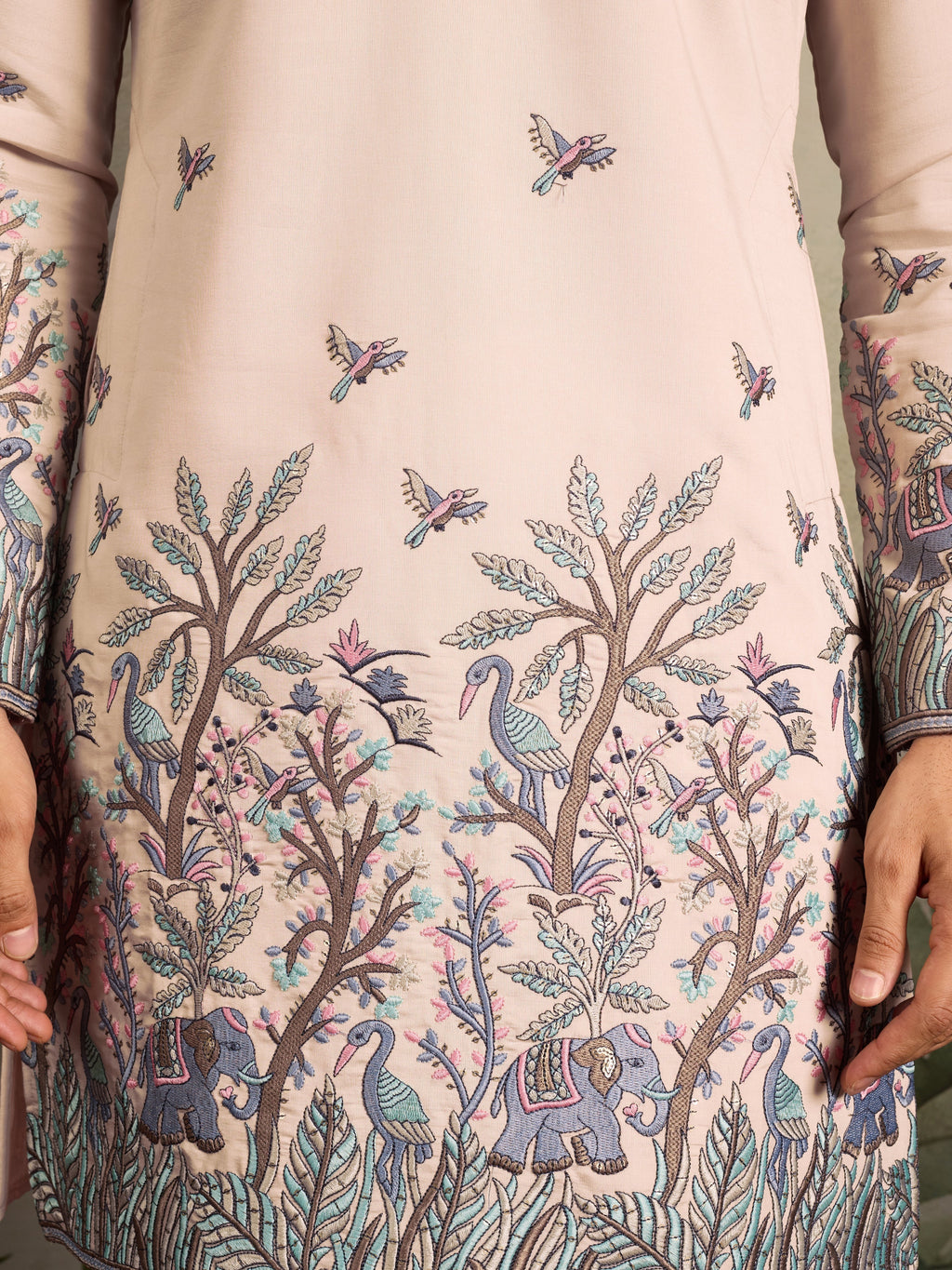 Beige Embroidered Work Beautiful Kurta for Men
