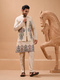 Tendy Beige Wedding Special Koti Kurta Set for Mens Wear Color Koti Kurta Set Pair for Men Collection
