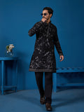 Magic Black Embroidered Stylish Kurta Set for Mens Wear