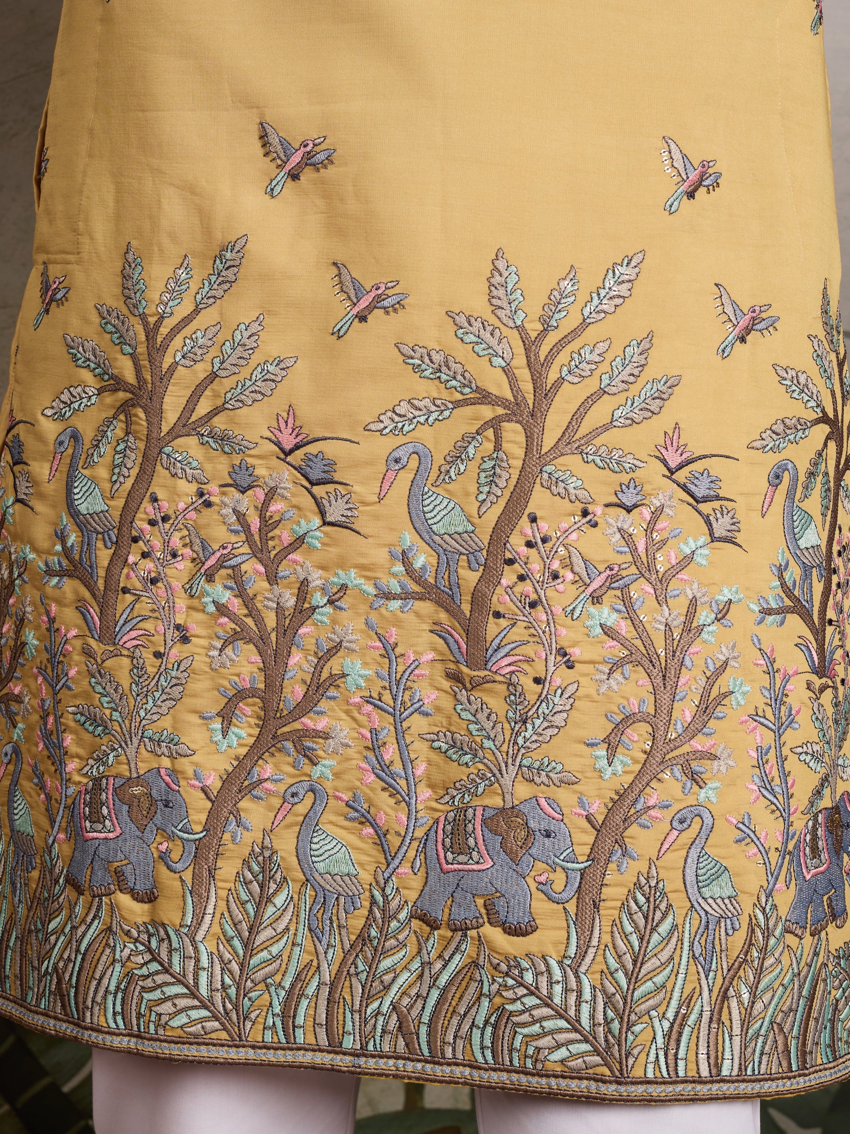 Haldi Ceremony Special Yellow Embroidered Kurta for Men