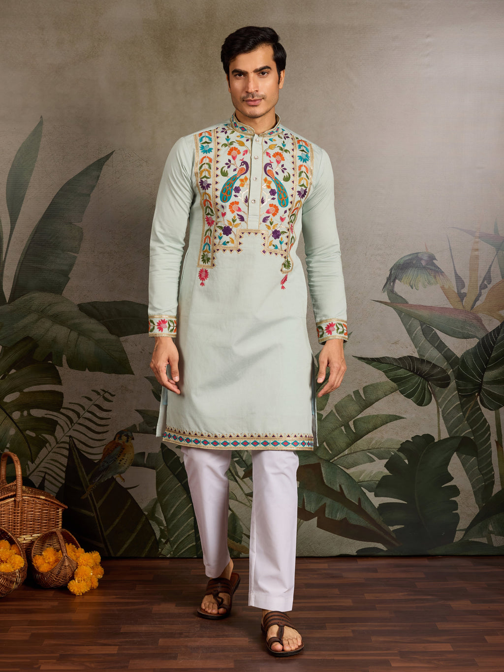 Pista Color Wedding Special Kurta Design for Mens Wear