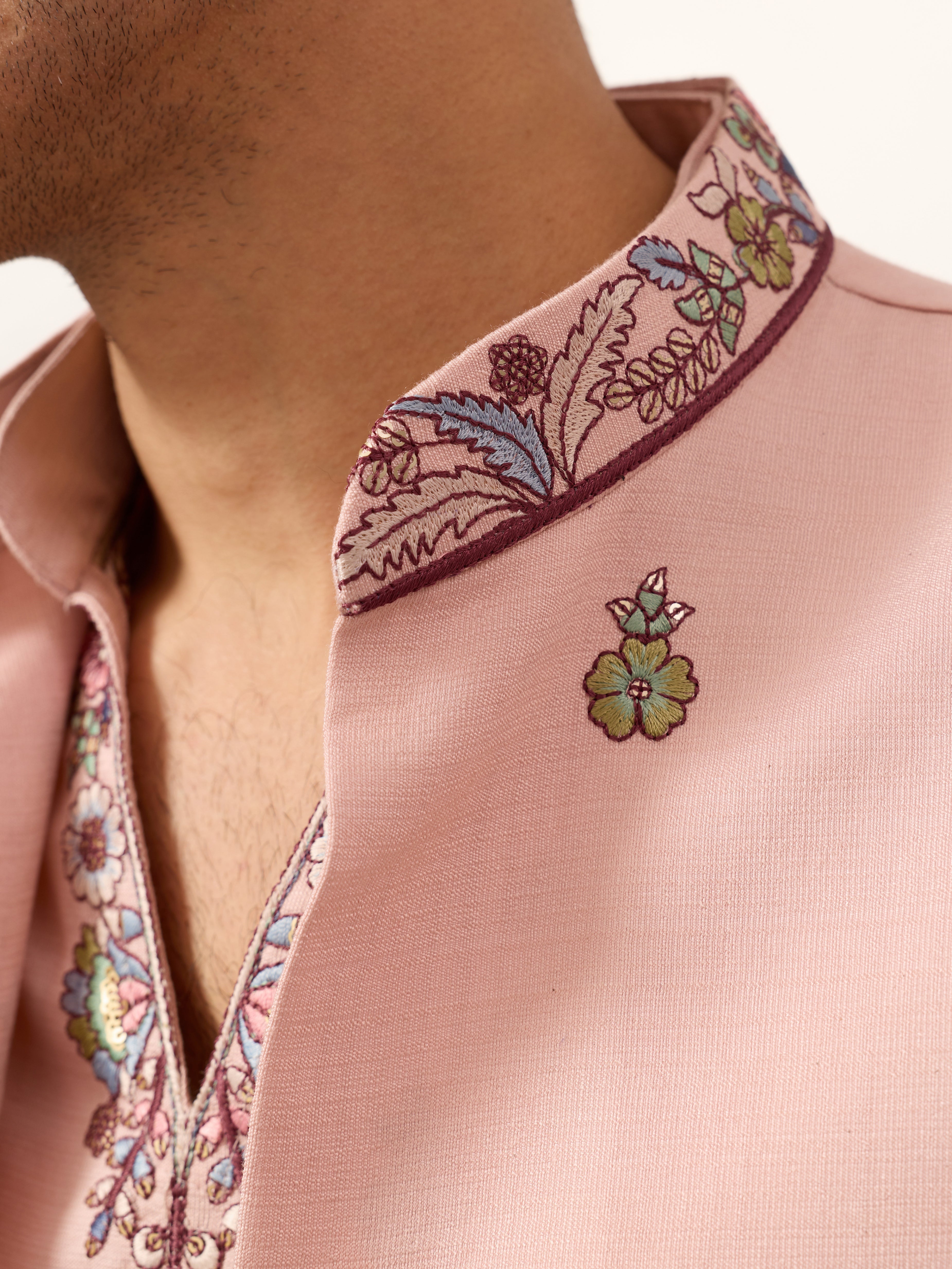 Royal Groom Ceremony Peach Koti Kurta Pair Mens Wear
