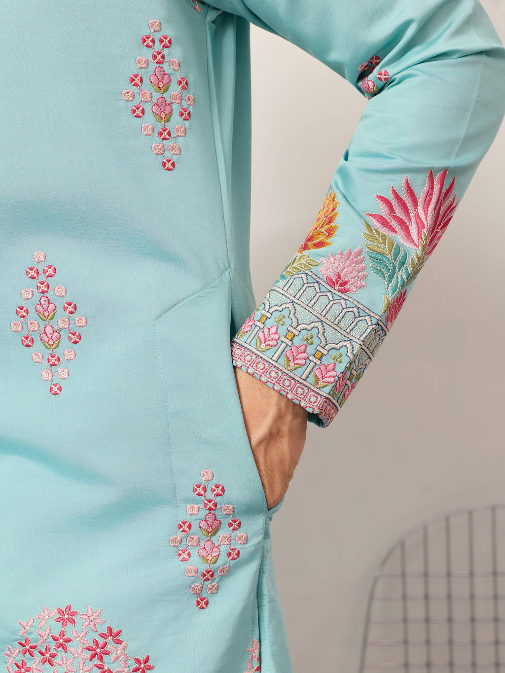 Sky Look Embroidered Work Ready made Mens Wear Kurta