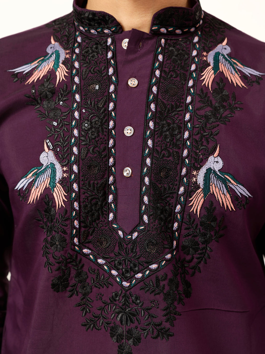 Purple Wedding Special Kurta with Dupatta for Mens Wear