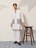 Indian Traditional White Koti Kurta Pant for Mens Wear